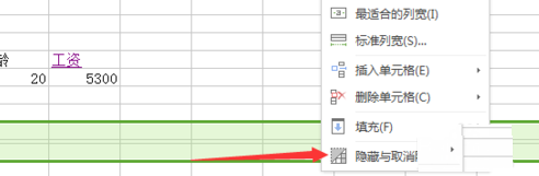 WPS表格取消隐藏行列的具体操作