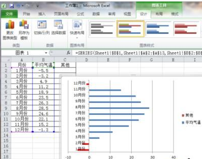 Excel表格图表中用指定颜色表示负值