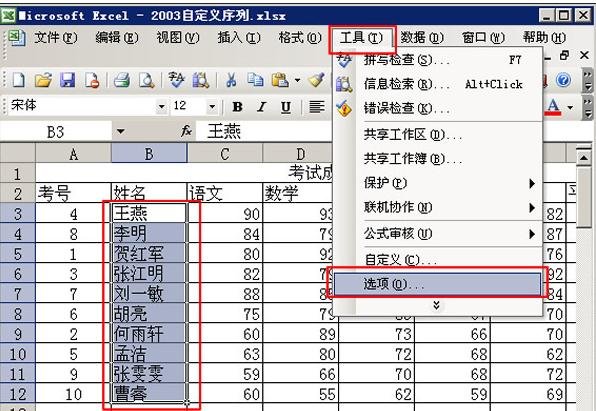 excel自定义序列的使用方法