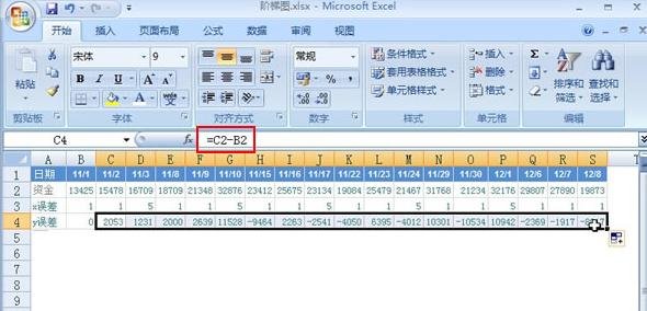 excel中怎么根据现有表格数据来制作阶梯图