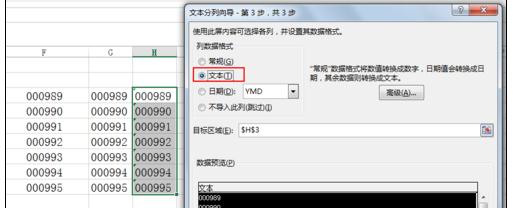 Excel中进行数字带0批量转换为文本格式也带0的方法