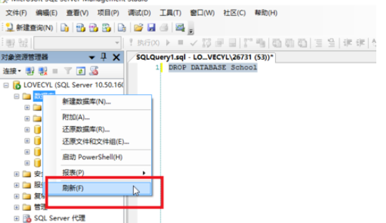 在SQL Server中如何删除已建数据库