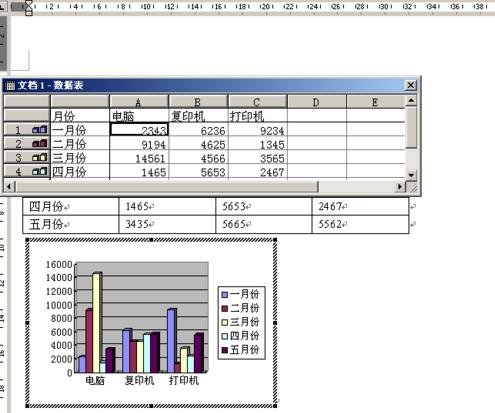 word2003表格创建图表方法