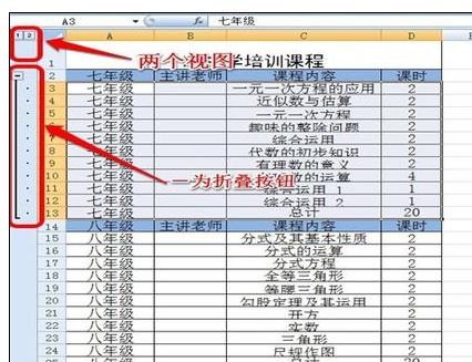 Excel中表格进行分级显示的设置技巧